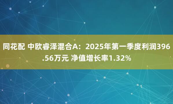 同花配 中欧睿泽混合A：2025年第一季度利润396.56万元 净值增长率1.32%