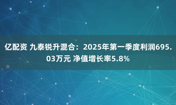 亿配资 九泰锐升混合：2025年第一季度利润695.03万元 净值增长率5.8%
