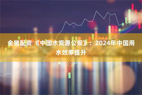 金猪配资 《中国水资源公报》:2024年中国用水效率提升